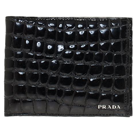 prada black crocodile exotic skin wallet|Prada Black Crocodile .